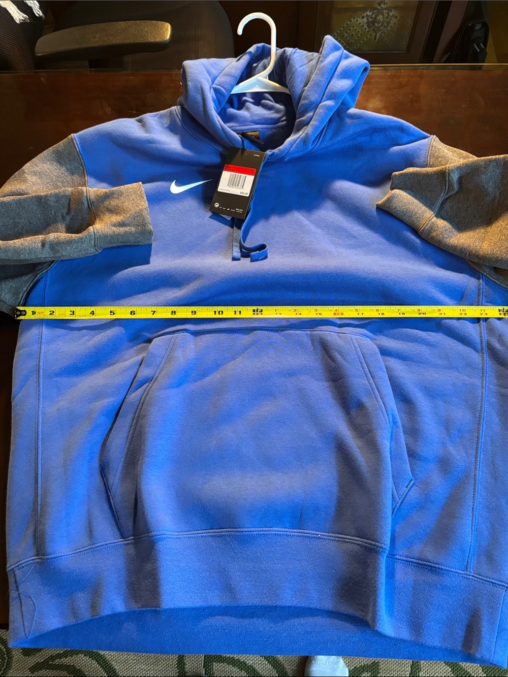 Nike Men’s Royal Blue Pullover Hoodie with Gray Sleeves